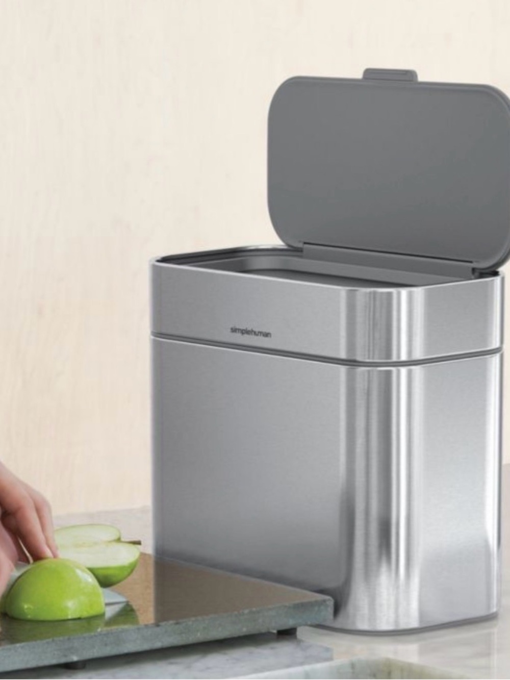 simplehuman Stainless Countertop Compost Can with Lift-Top Lid - Gray & Silver